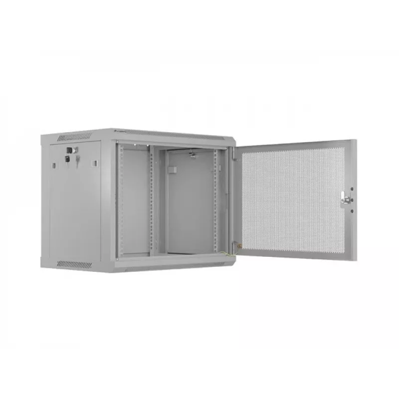 19 9U 600X 450 sivý nástenný rack skriňa perforovaná