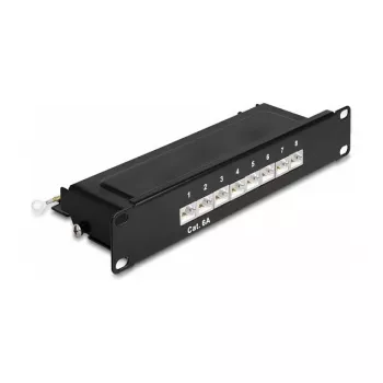 DeLOCK 10 palcový patch panel 8 port Cat.6A 1U čierny