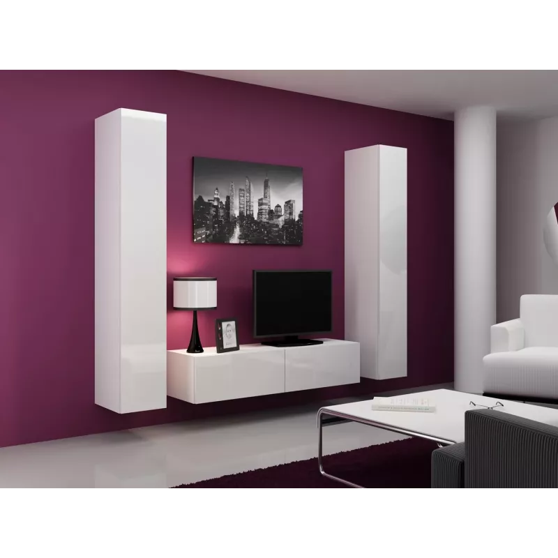 Cama obývacia zostava VIGO 9 biela/biela lesk