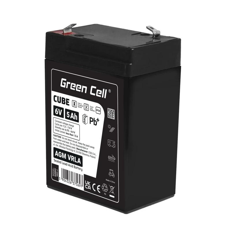 UPS batéria uzavretá olovená Green Cell AGM6V5AH-J 6 V 5 Ah