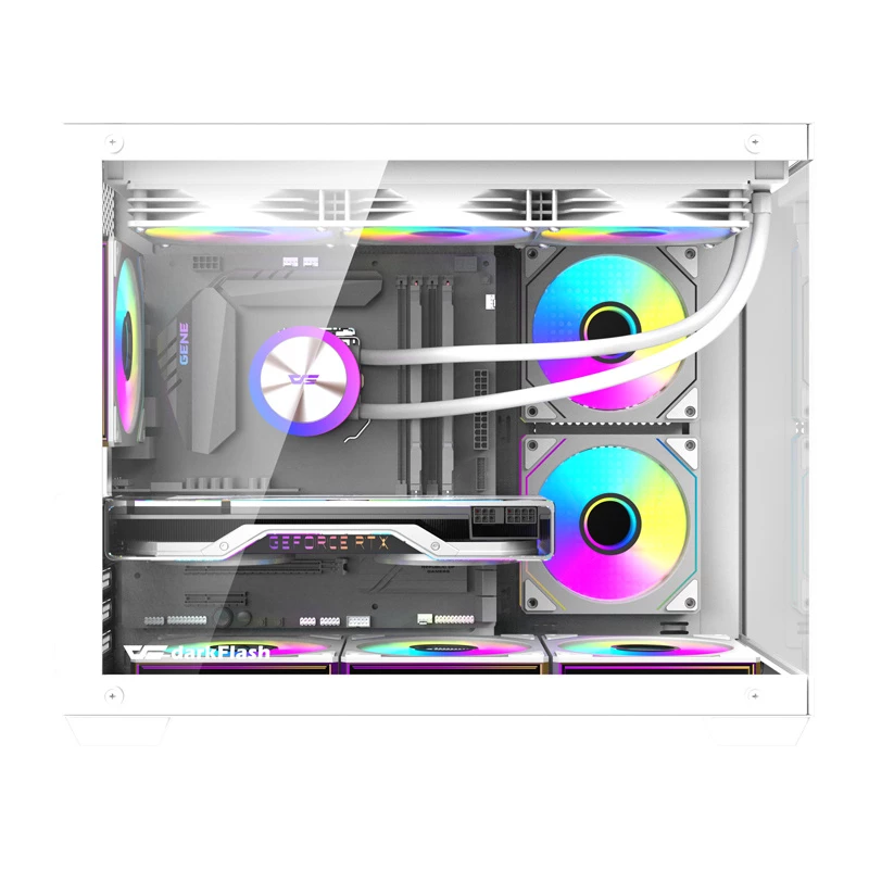 Počítačová skriňa DarkFlash B275 PRO (biela) so 6 ventilátormi