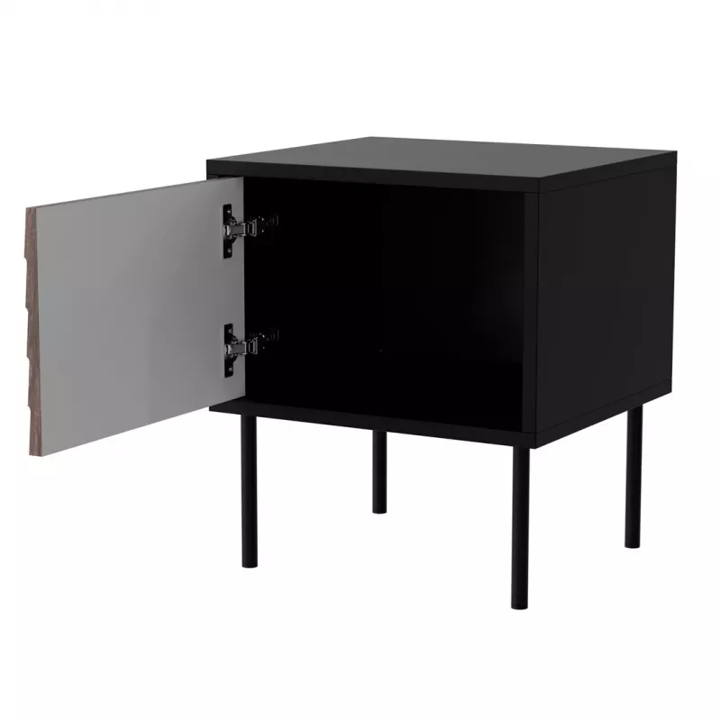 Nočný stolík, 2 ks CORTINA 45x40x51 čierny/orech