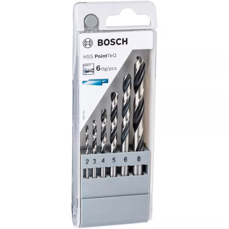 Bosch PointTeQ súprava špirálových vrtákov HSS na kov, 6 kusov, 2-8 mm, 135°, DIN 338
