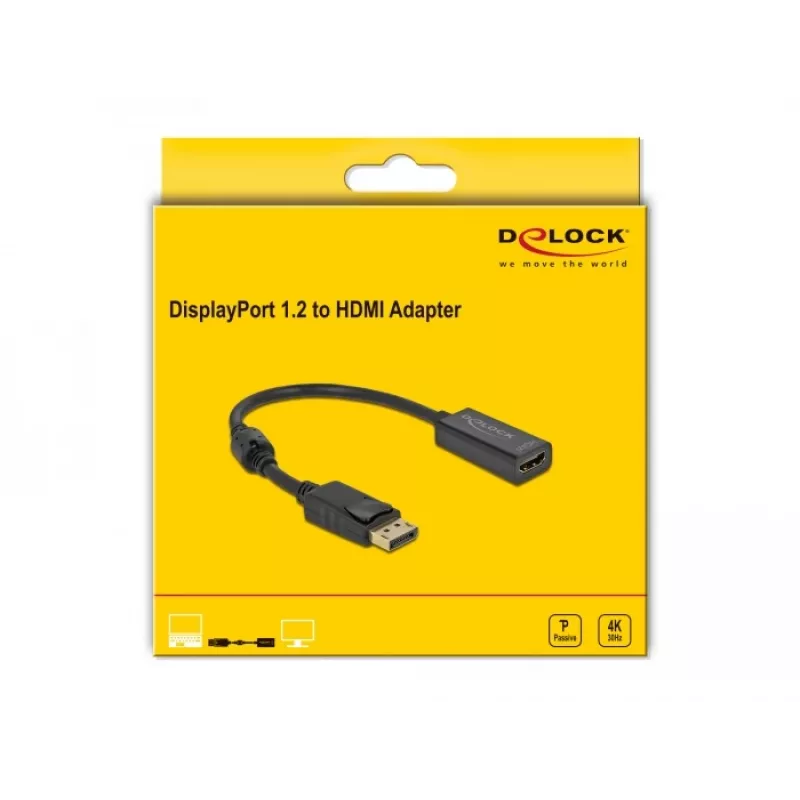Adaptér DisplayPort 1.2 konektor samec na HDMI konektor samica 4K DeLOCK 63559
