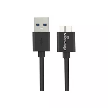 USB-A na Micro-B USB 3.0 nabíjací a synchronizačný kábel MediaRange MRCS239 — 50 cm, 5 Gbit/s, 5 W, čierny
