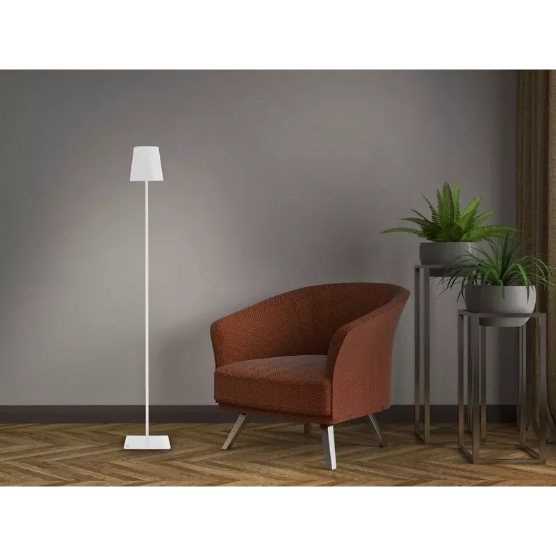 Beper P201UTP404 nabíjateľná LED stojaca lampa, nastaviteľná výška, 2,5 W, stmievateľná, kovová, biela