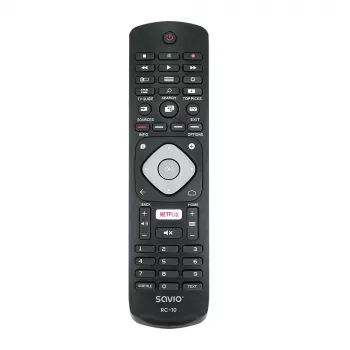 SAVIO diaľkový ovládač RC-10 pre Philips TV, IR Wireless, čierny, tlačidlové ovládanie
