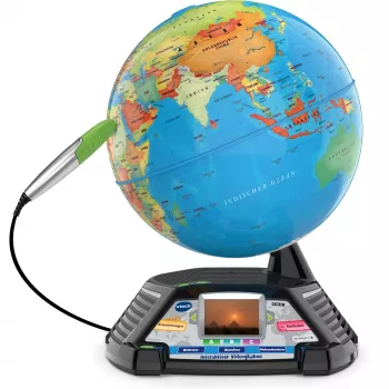 Interaktívny video glóbus VTech 80-605404 — vzdelávací hovoriaci glóbus s audio a interaktívnym obsahom