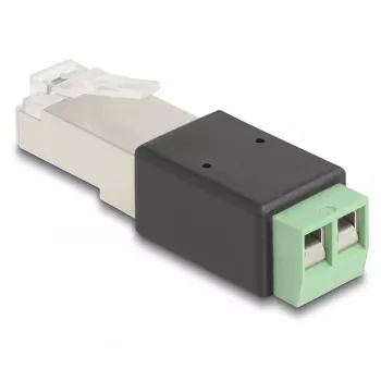 DeLOCK RJ45 konektor samec na adaptér svorkovnice 2-pinový 66604 čierny zelený