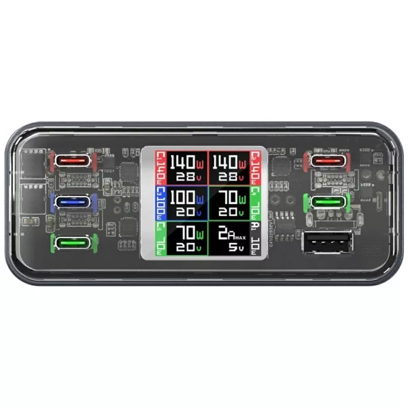 Nabíjacia stanica 360W 5xUSB-C + 1xUSB-A GaN