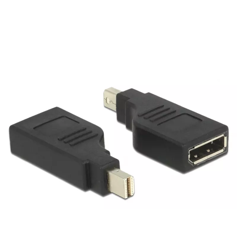 Delock adaptér Mini DisplayPort 1.2 konektor samec > DisplayPort konektor samica 4K 90° zahnutý - DisplayPort adaptér - Mini DisplayPort (M) zahnutý na DisplayPort (W) zahnutý - čierny (65626)