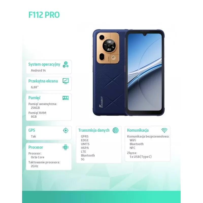Smartphone FOSSiBOT F112 Pro — modrý