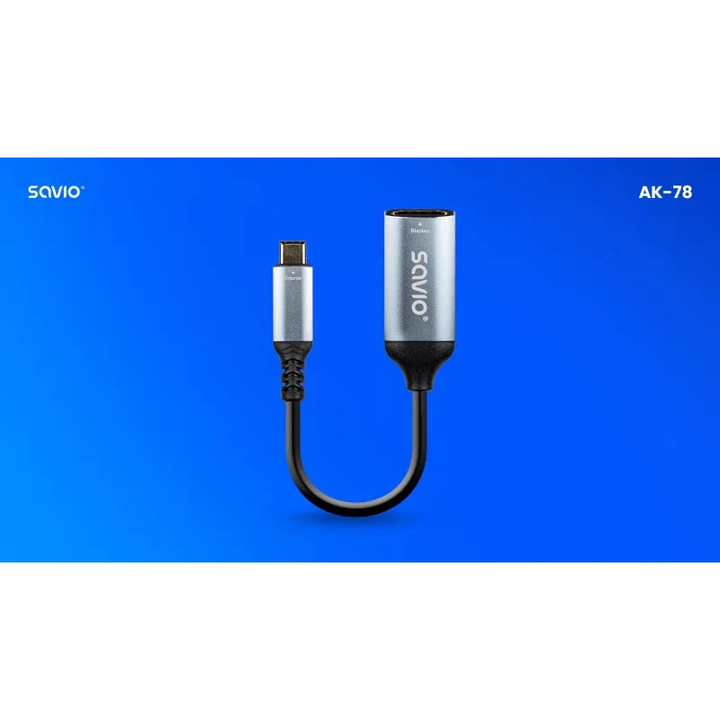 Savio adaptér USB-C (M) HDMI (f), 4K, 60Hz, hliník, AK-78