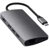 Satechi hliníkový adaptér V2 USB-C (USB-C, 3x USB-A, 4K HDMI, čítačka kariet micro/SD, Ethernet) (Starlight Grey)