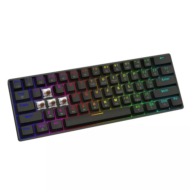 Mechanická herná klávesnica SAVIO BLACKOUT X2 BROWN 61 klávesov 60% USB QWERTY RGB Outemu Brown