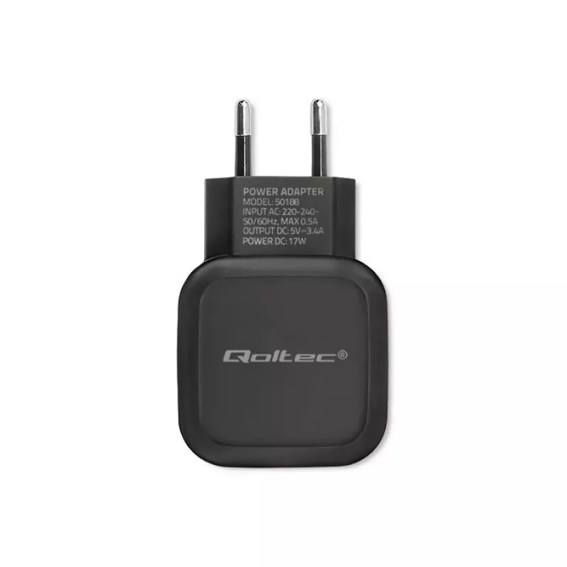Qoltec 50188 nabíjačka pre mobilné zariadenia notebook, smartfón, smart hodinky, tablet, telefón, univerzálna čierna AC, DC vnútorné