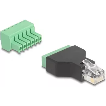 DeLOCK 66590 káblový adaptér RJ12 6-pin svorkovnica čierna zelená