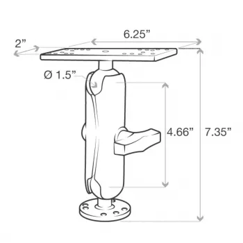 RAM Mounts držiak morskej elektroniky RAM-111U, hliník, čierny