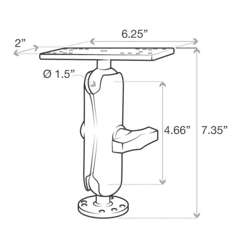 RAM Mounts držiak morskej elektroniky RAM-111U, hliník, čierny