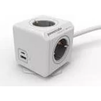 Predlžovacia zásuvka Allocacoc 10435/DEEUAC so 4 AC zásuvkami, USB-A a USB-C portami