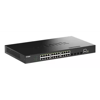 D-Link 28-portový gigabitový stackable PoE+ smart managed switch so 4 x 10G SFP+ portami