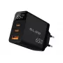 LCD nástenná nabíjačka USB zásuvka + USB-Cx2 PD 65W GAN čierna wattmeter