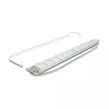 Patch panel 19 inch DELOCK 24 portov Keystone, naklápacie porty, zaisťovač káblov, 1U kovový