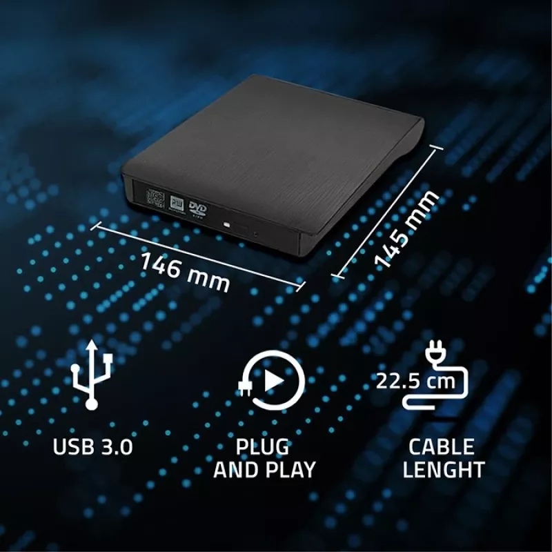 Puzdro na optickú mechaniku CD/DVD SATA, USB 3.0, 9,5 mm