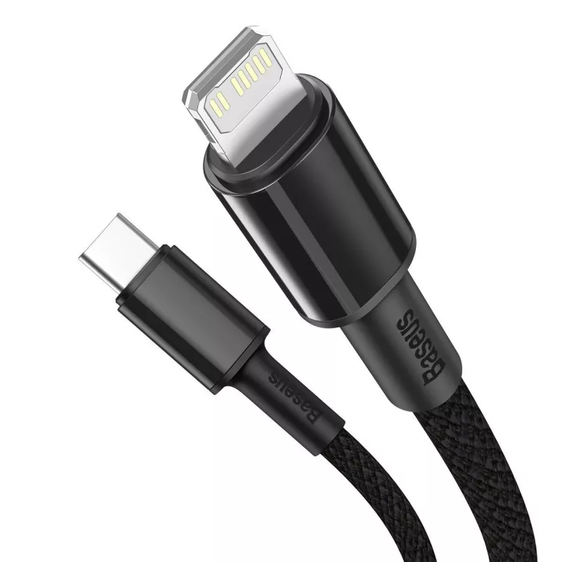 Baseus vysoko hustý pletený kábel Type-C na Lightning, PD, 20W, 1m (čierny)