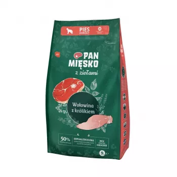 Suché krmivo pre psov Pan Mięsko hovädzie s králikom a bylinkami Adult M, bez obilnín, 9 kg, 30 % bielkovín, 20 % tuku