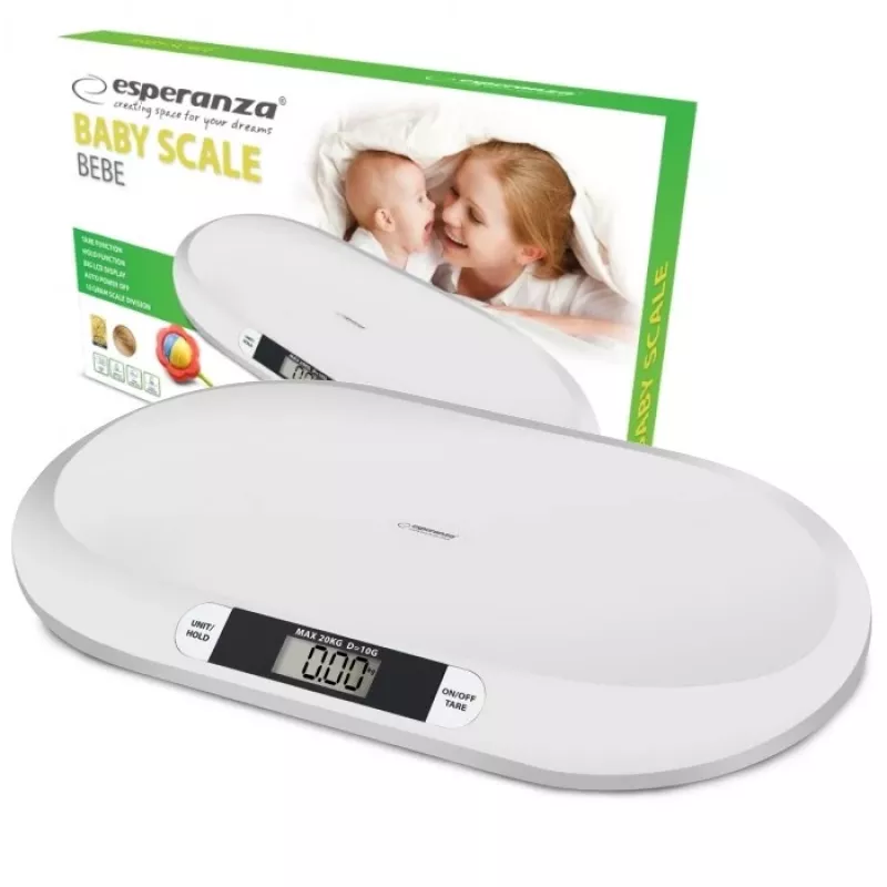 Esperanza EBS019 Bebe elektronická detská váha, 20 kg, presnosť 10 g, LCD displej, biela