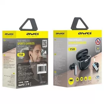 Awei slúchadlá Bluetooth 5.3 T50 TWS nabíjacie puzdro /čierna