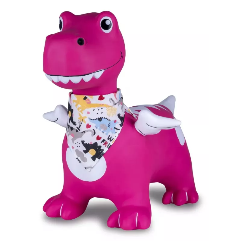 Skákacia hračka Jamara HoppyDoo Dino s krídlami ružová s pumpou 466008