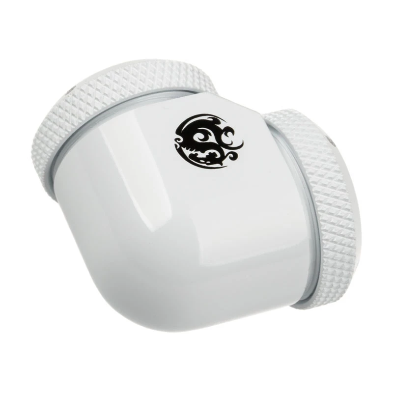 Adaptér 90° BitsPower pre 16 mm AD hardtube na 16 mm AD hardtube, biely