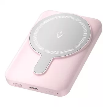 Powerbank Vention FHSP0 5000 mAh s bezdrôtovým nabíjaním, USB-C, 3 A výstup, ružová