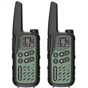 Ručná vysielačka Baofeng BF-T25E — 16 kanálov, 2×1400 mAh Li-Ion, VOX, LCD, zelená, sada 2 ks