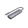 USB hub Unitek P5+ — 5 portov (4 × USB 3.2 Gen 2 Type-A), USB 3.2 Gen 1 host, 5 Gbit/s, 10 W PD, hliník, sivý