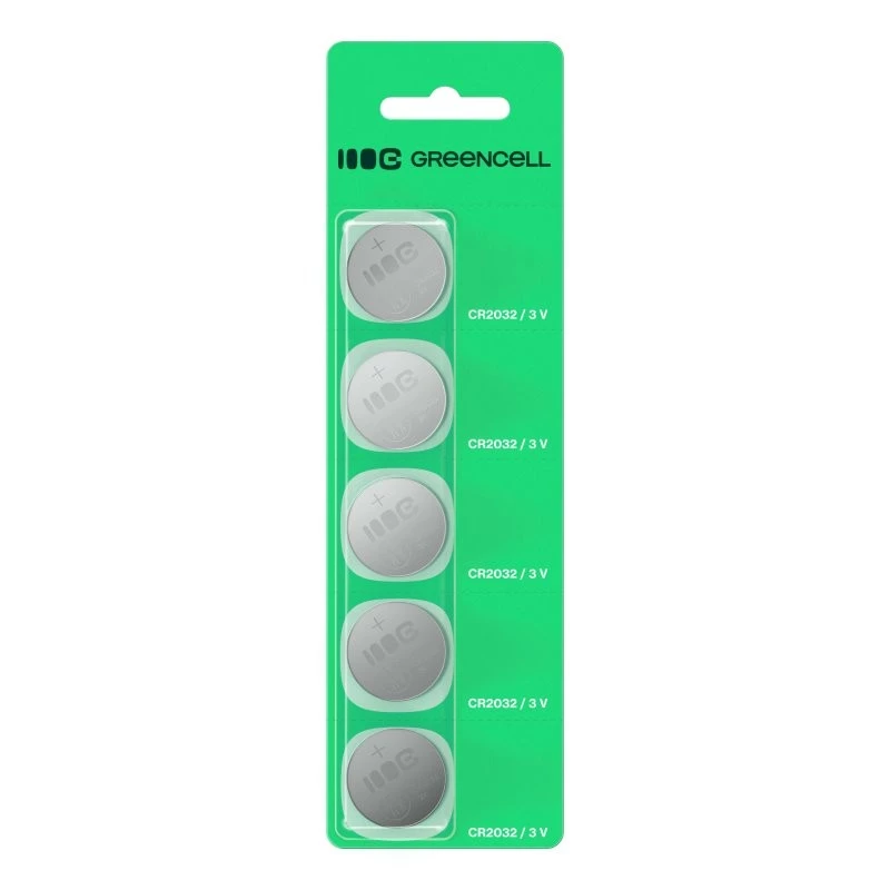 Gombíková batéria Green Cell CR2032 3V — balenie 5 ks