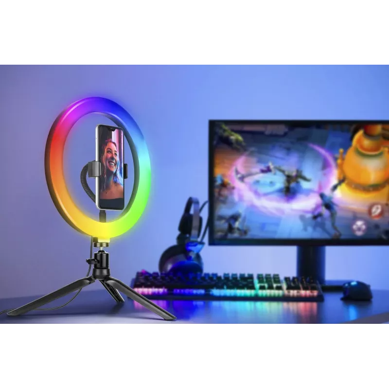 Prstencová lampa RGB 26 cm so statívom