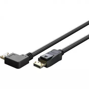 Kábel DisplayPort samec 90° > DisplayPort samec, 8K / 144Hz (čierny, 2 metre, 1 samec 90° bočne zahnutý, 54 Gbit/s, DisplayPort 2.0 / 2.1)