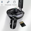 USAMS US-CC115 C21 FM vysielač do auta s duálnou USB nabíjačkou, Bluetooth 5.0, 3,4 A, čierny