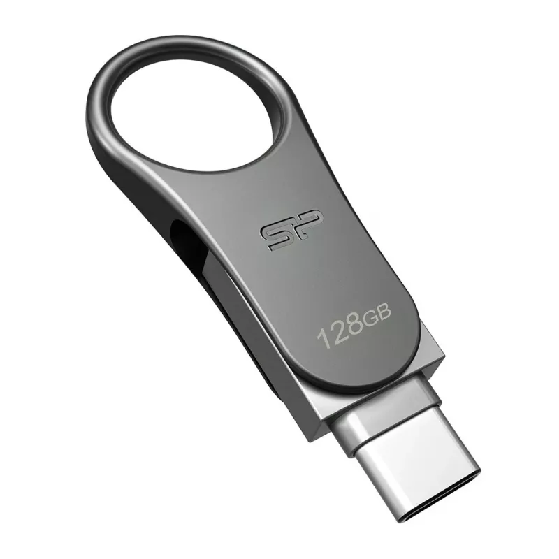 Silicon Power Mobile C80 USB kľúč 128 GB, USB Type-A / USB Type-C, USB 3.0 (3.1 Gen 1), titánový