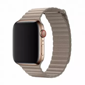 Kožený slučkový náramok pre Apple Watch 44 mm — Devia Elegant Stone, kožený magnetický uzáver
