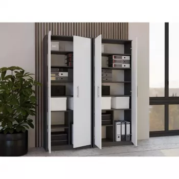 OLIV 2D CLOSED SHELVING UNIT, antracit/biela sada