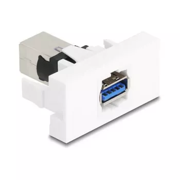 Keystone modul DELOCK 90910 – plochý USB-A konektor, biely, 45×22,5×42,6 mm