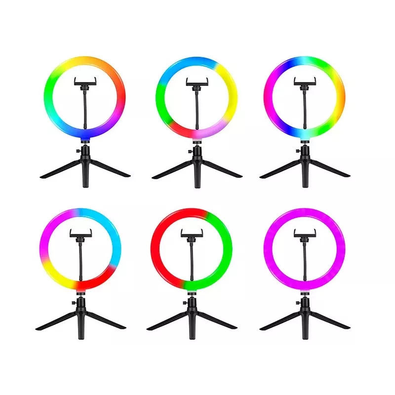 Prstencová lampa RGB 26 cm so statívom