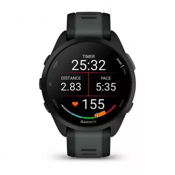 Garmin Forerunner 165 Music - čierna - športové hodinky s remienkom - silikón - bridlicová sivá - obvod zápästia: 126–203 mm - displej 3 cm (1.2) (010-02863-30)