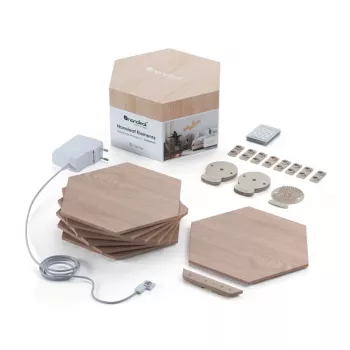 Nanoleaf | Elements Wood Look Hexagons Starter Kit (13 panelov) | studená biela + teplá biela