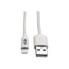 Eaton Tripp Lite Series USB-A na Lightning synchronizačný/nabíjací kábel (M/M) - MFi certifikovaný, biely, 3 ft. (0,9 m) - dátový/napájací kábel - USB samec na Lightnin