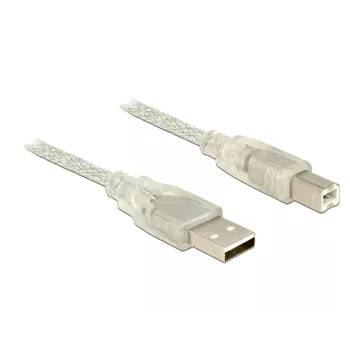 USB kábel DeLOCK 83896 USB 2.0 5 m USB A USB B transparentná